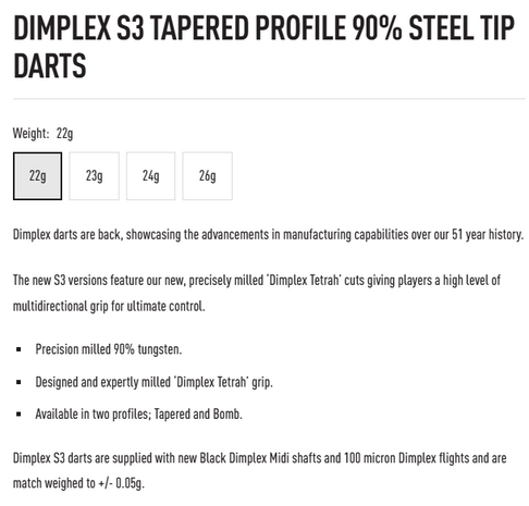 Harrows Dimplex S3 Tapered 23 gram