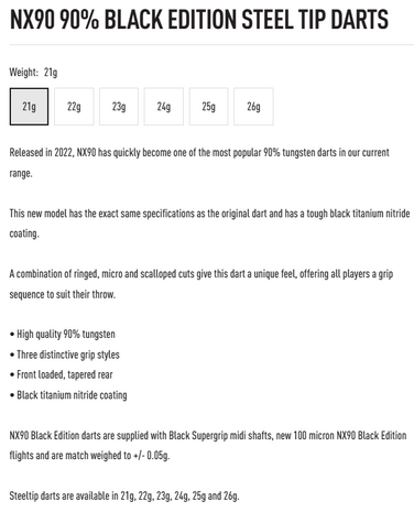 Harrows NX90 Black 25 gram